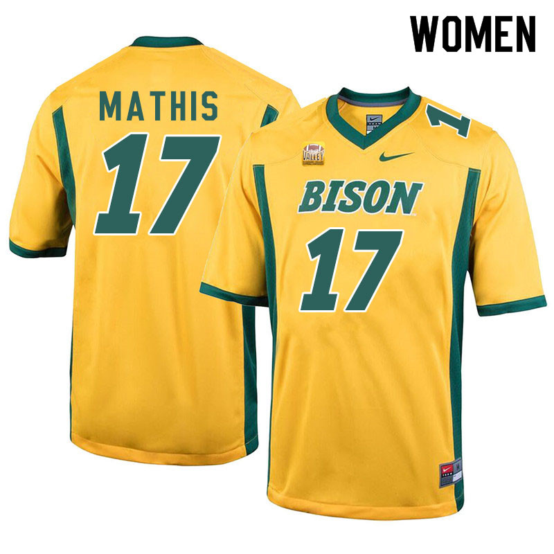 Women #17 Zach Mathis North Dakota State Bison College Football Jerseys Sale-Yellow